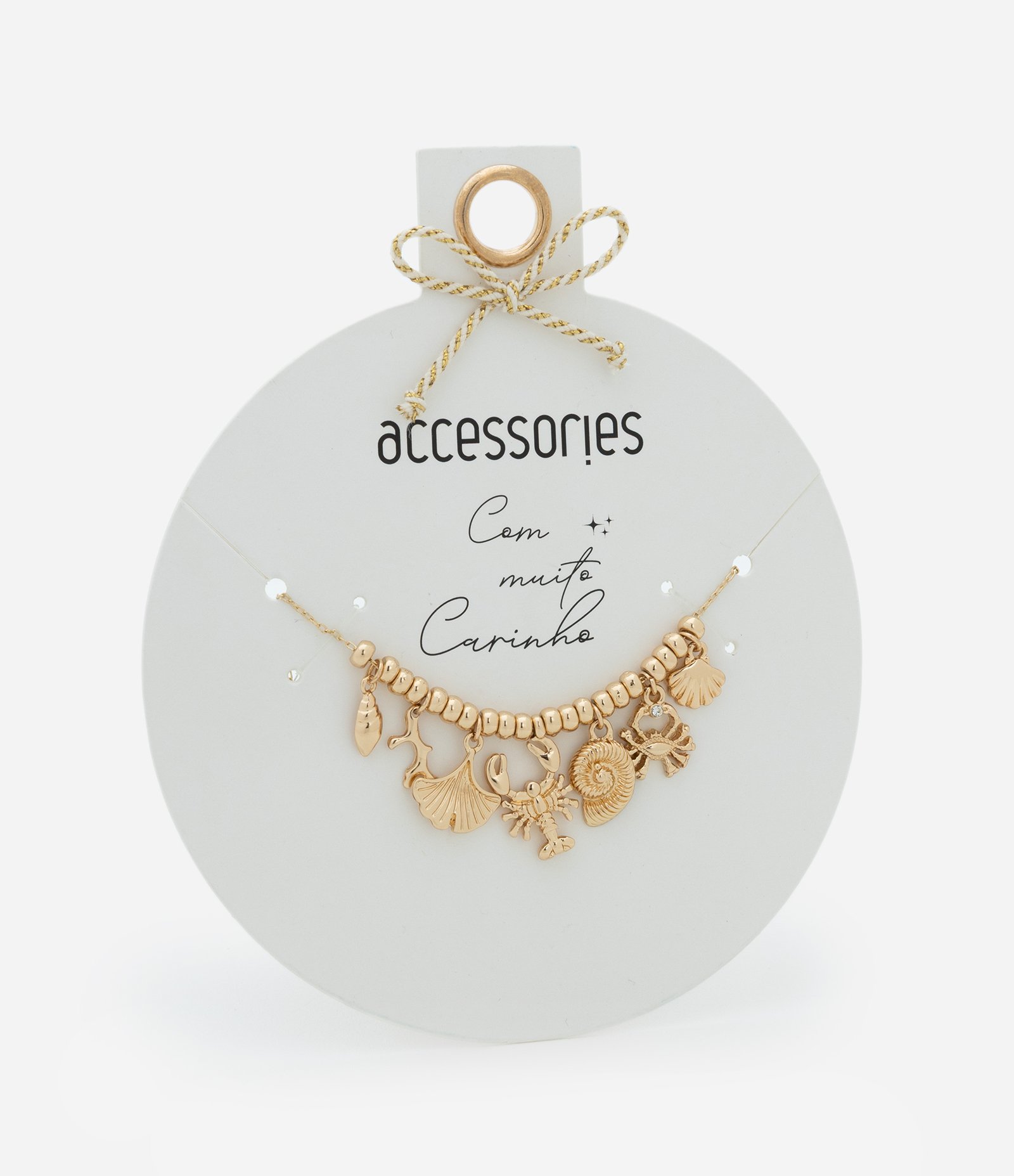 Colar Curto com Pingentes Fundo do Mar Dourado 1