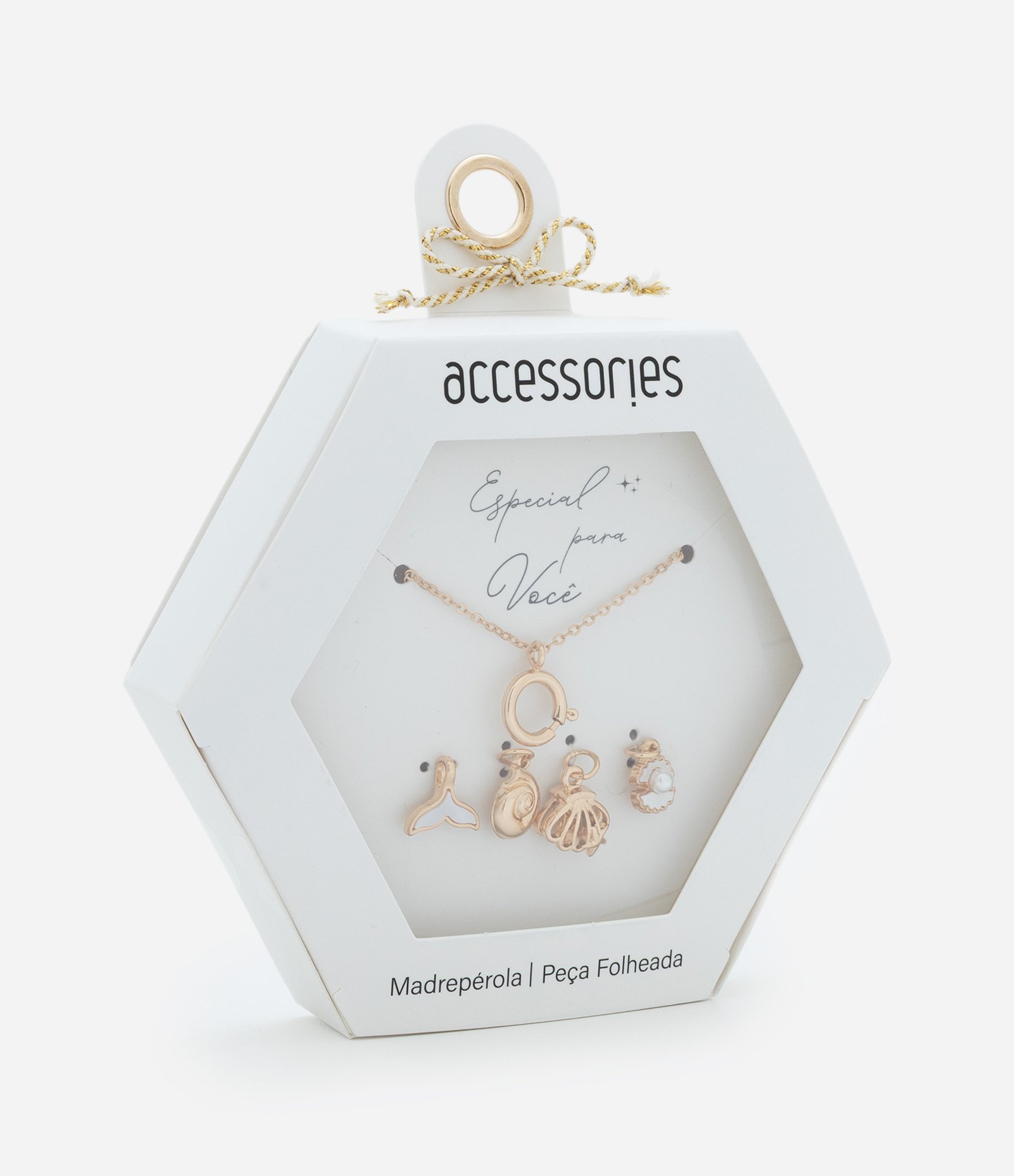 Colar Curto Folheado com Troca de 04 Pingentes  Fundo do Mar Dourado 2