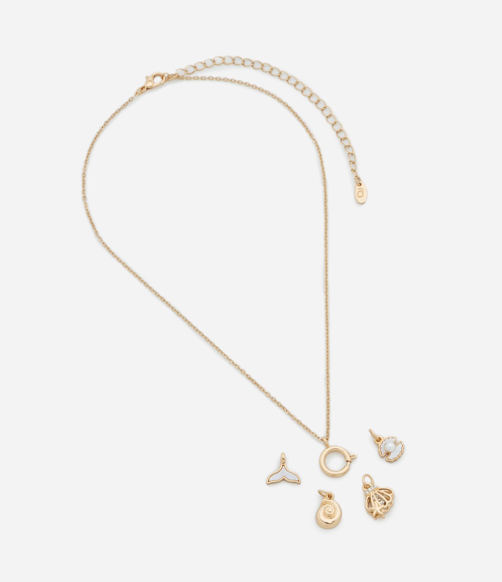 Colar Curto Folheado com Troca de 04 Pingentes  Fundo do Mar Dourado 4