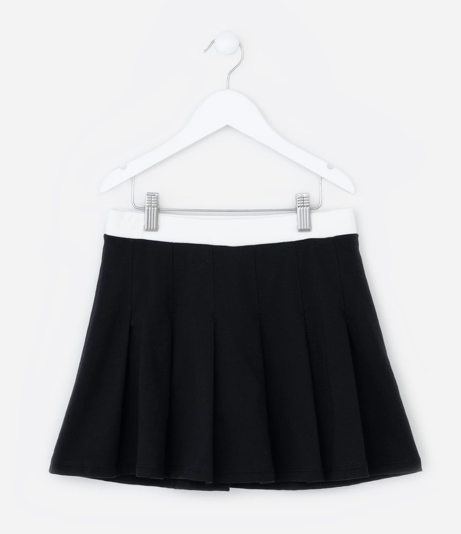 Saia Infantil com Pregas e Cós Contrastante - Tam 5 a 14 Anos Preto 2
