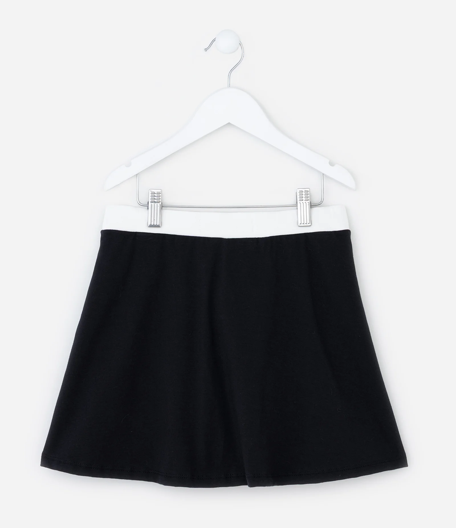 Saia Infantil com Pregas e Cós Contrastante - Tam 5 a 14 Anos Preto 3