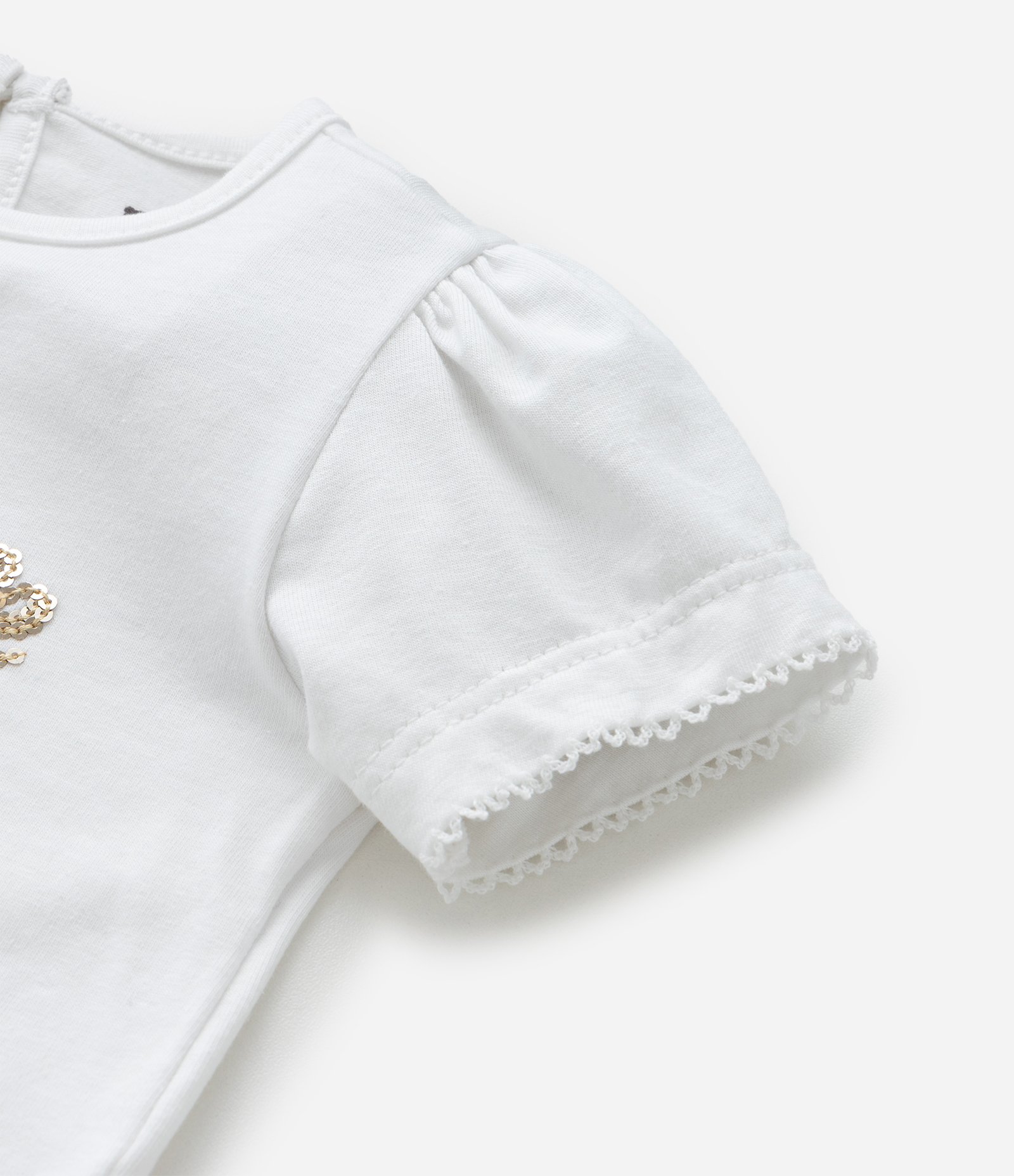 Conjunto Infantil com Body e Short Saia Estampado Floral - Tam 0 a 18 meses Branco/Laranja Claro 11