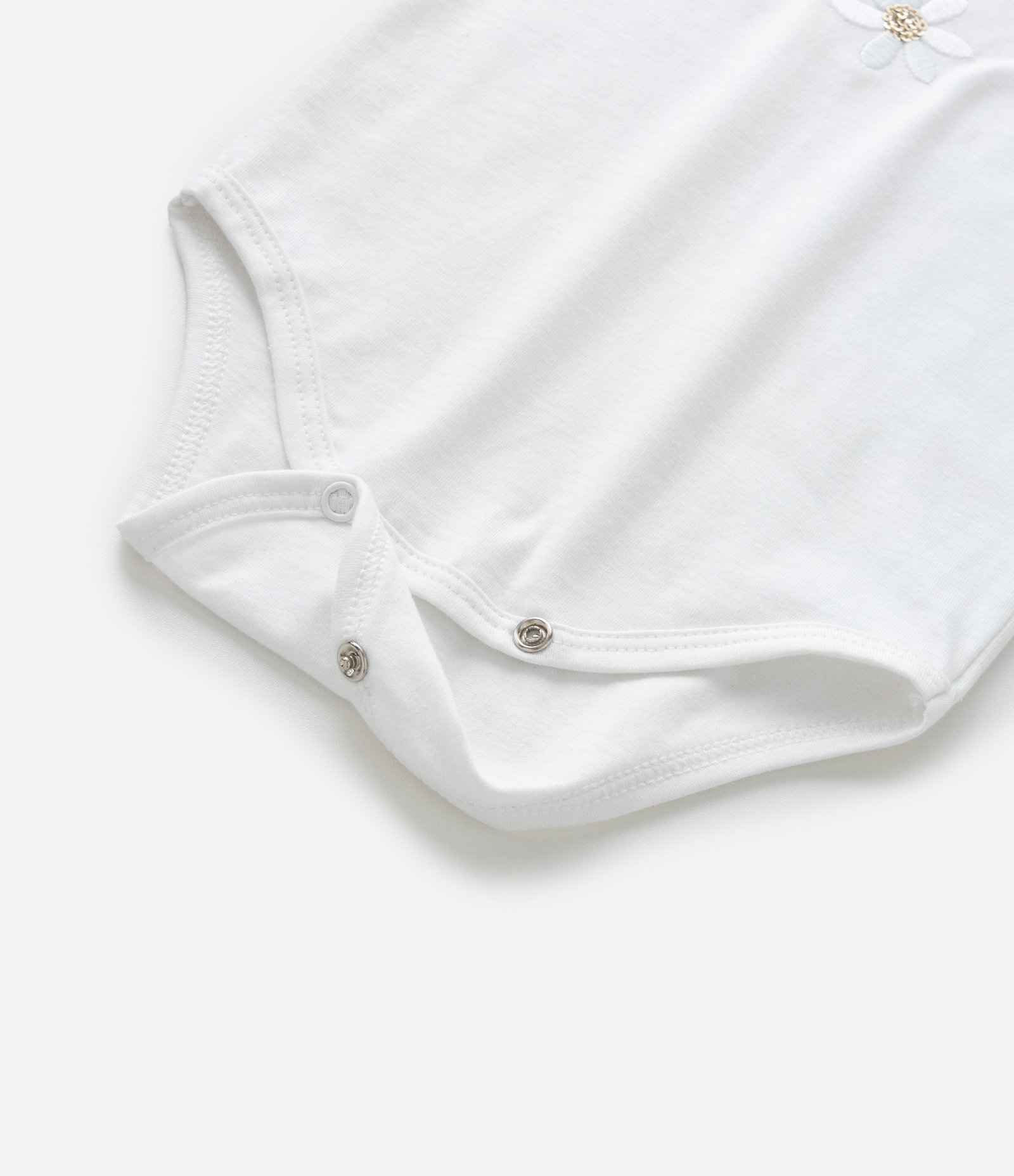 Conjunto Infantil com Body e Short Saia Estampado Floral - Tam 0 a 18 meses Branco/Laranja Claro 12