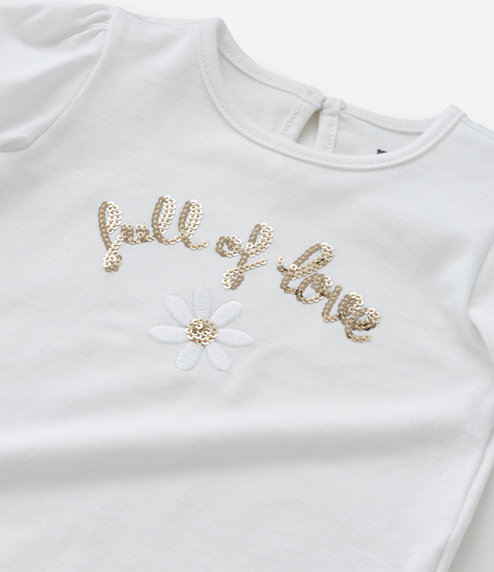 Conjunto Infantil com Body e Short Saia Estampado Floral - Tam 0 a 18 meses Branco/Laranja Claro 13