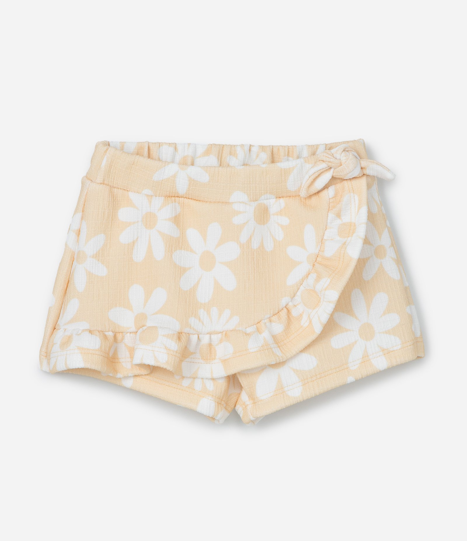 Conjunto Infantil com Body e Short Saia Estampado Floral - Tam 0 a 18 meses Branco/Laranja Claro 5