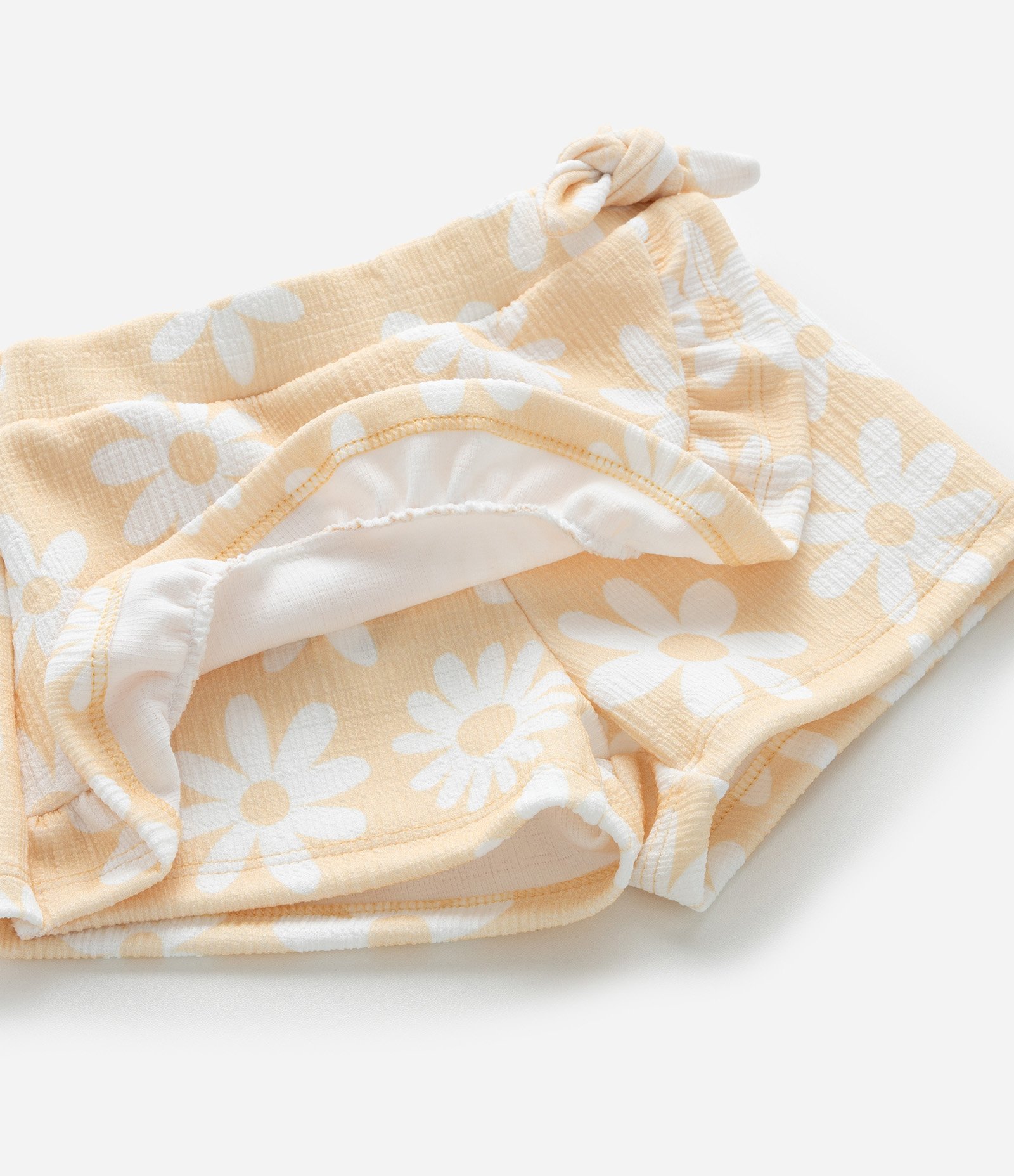 Conjunto Infantil com Body e Short Saia Estampado Floral - Tam 0 a 18 meses Branco/Laranja Claro 8