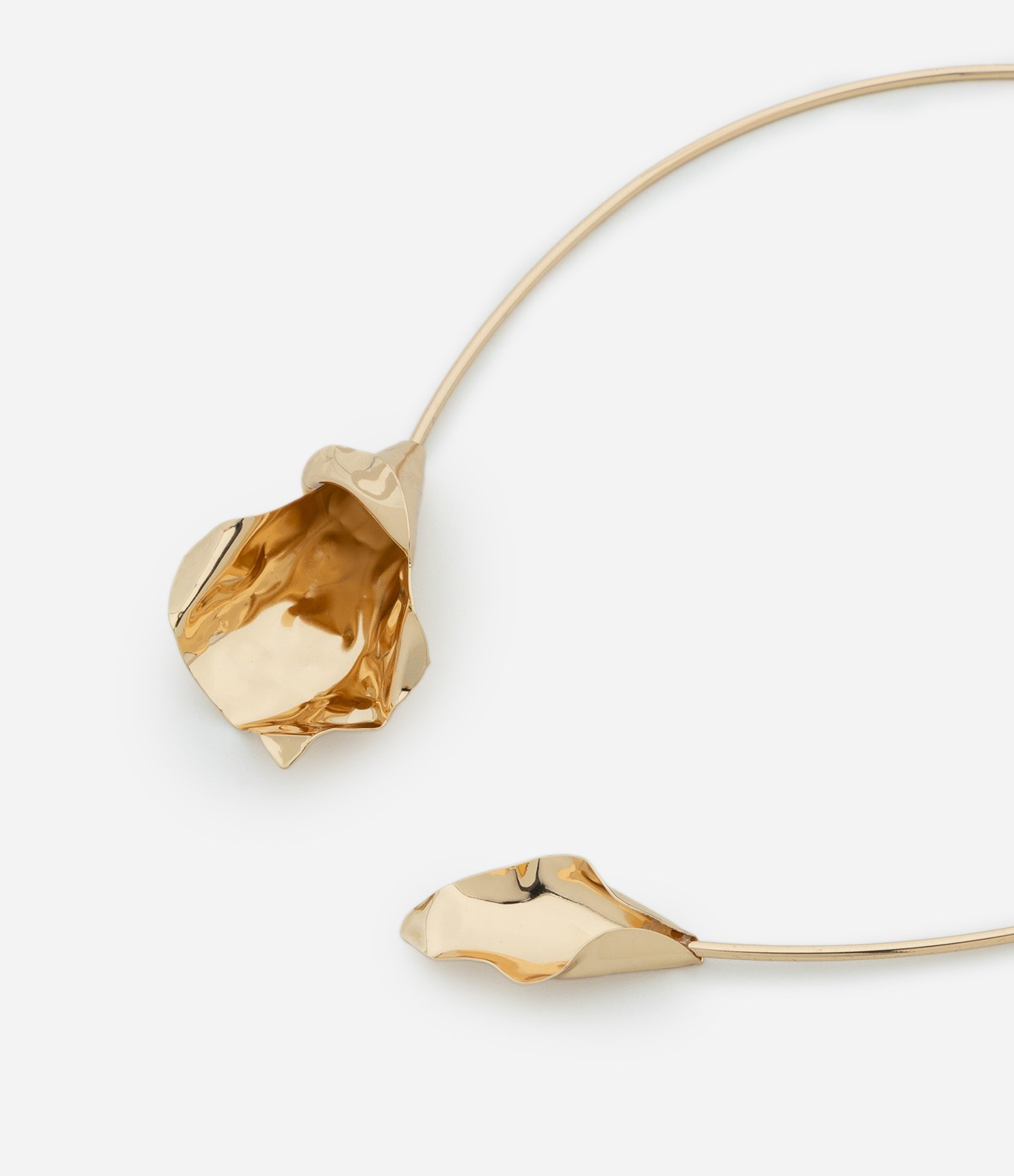 Colar Gargantilha Rígida com Abertura e Flores na Ponta Dourado 2