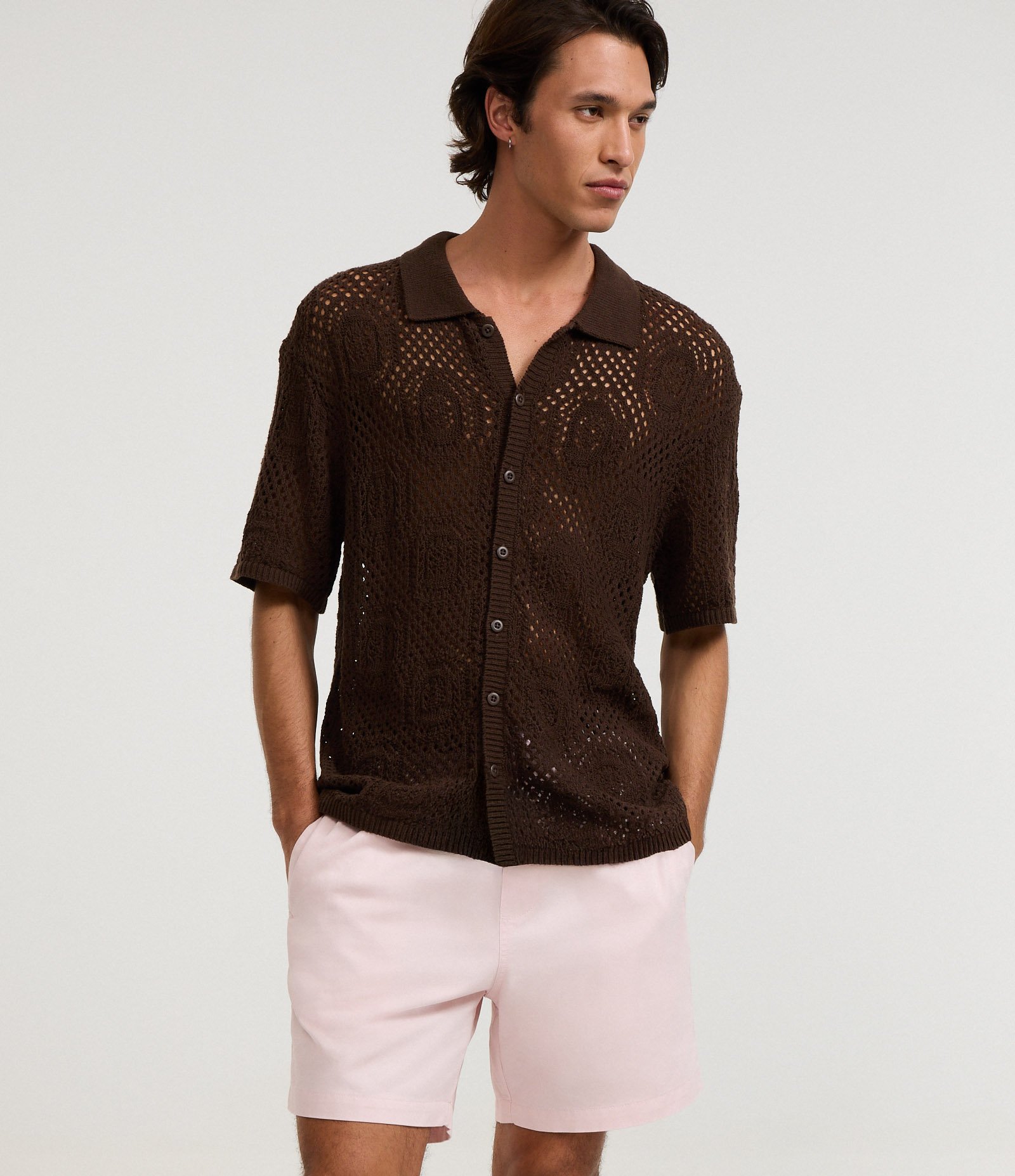 Bermuda em Sarja com Bolso Cargo Lilás 3