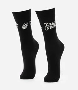 Meia Cano Alto em Algodão com Estampa Tasha e Tracie