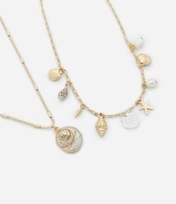 Colar Camadas com Pingentes de Conchas e Estrelas do Mar