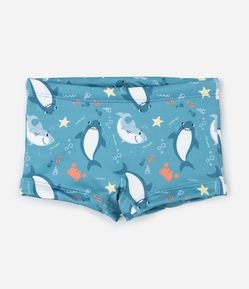 Sunga Boxer Infantil com Estampa Fundo do Mar - Tam 1 a 4 Anos