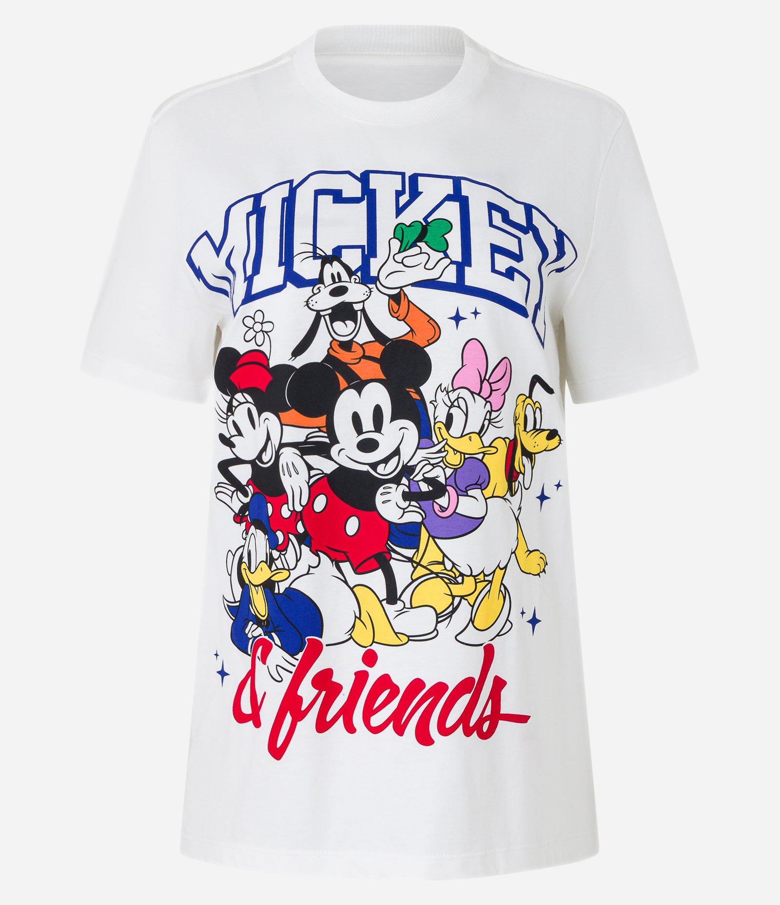 Camiseta Alongada em Algodão com Estampa Mickey e Friends Branco 4
