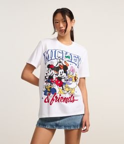 Camiseta Alongada em Algodão com Estampa Mickey e Friends