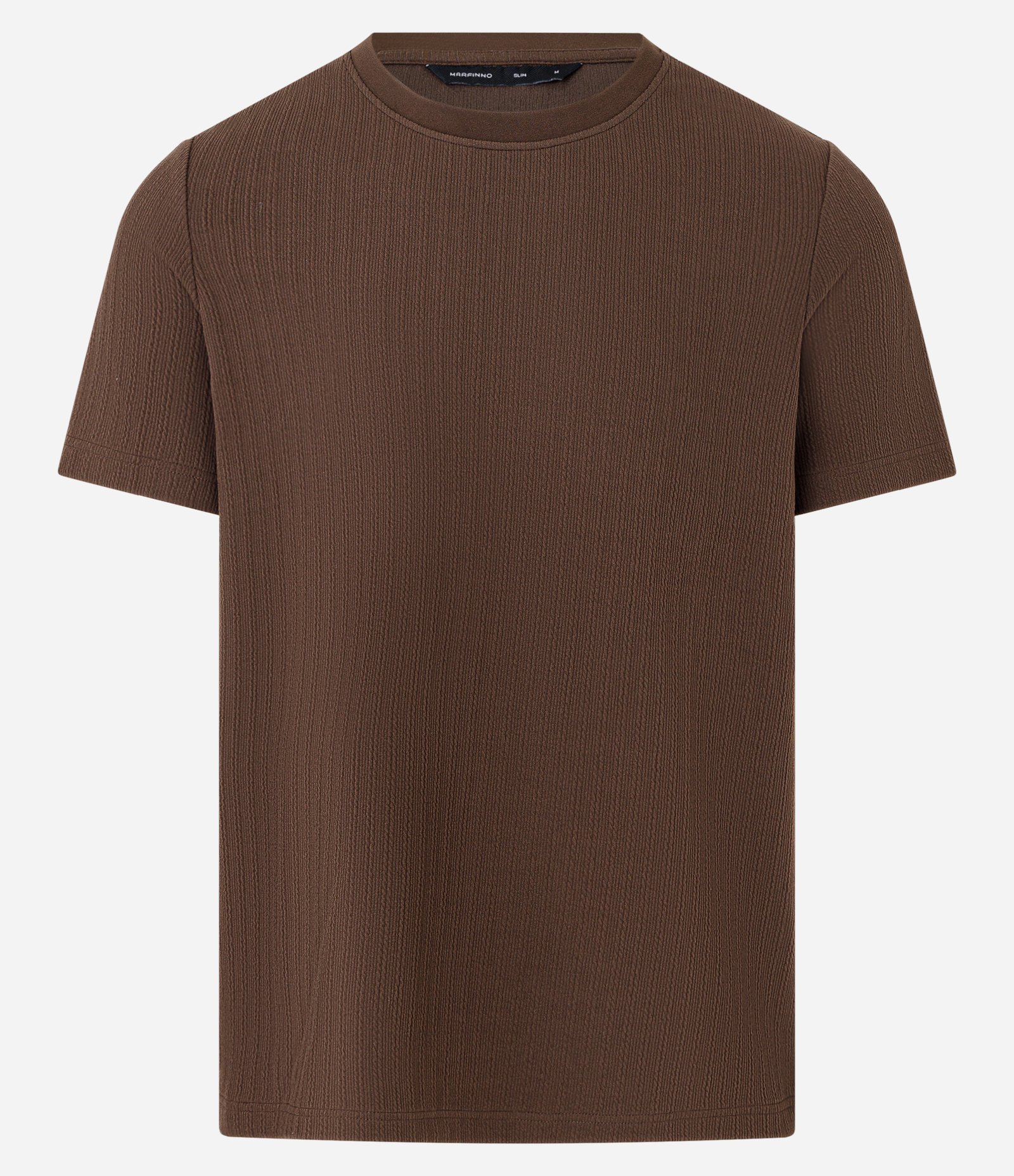 Camiseta Slim com Textura Vertical Marrom 5