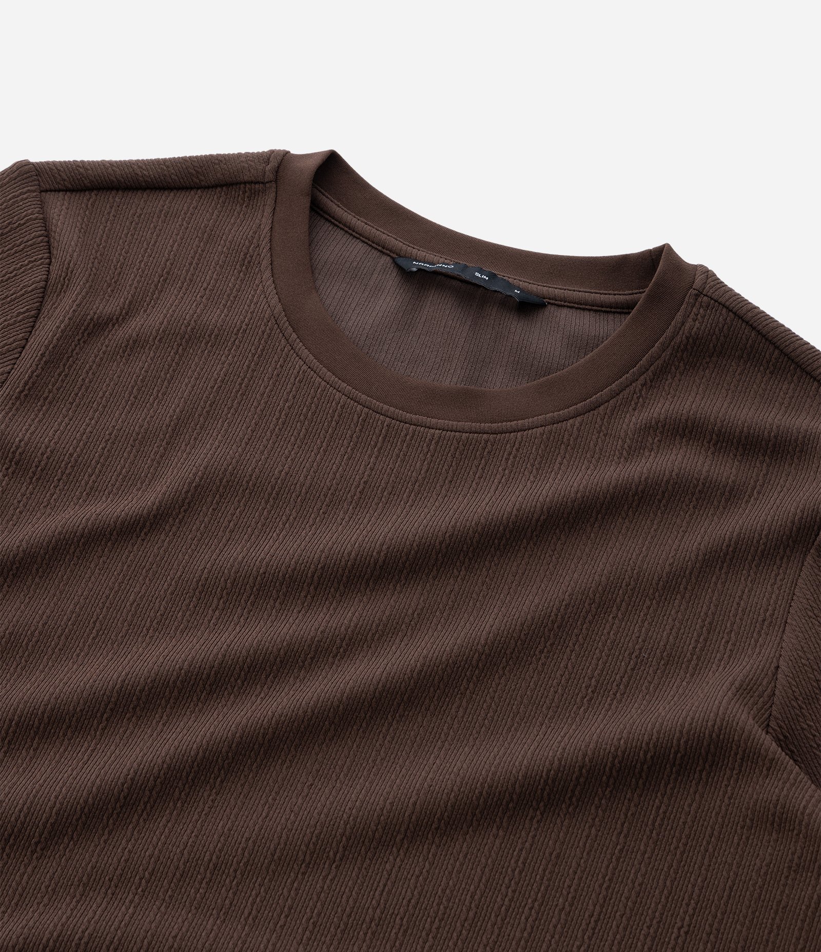 Camiseta Slim com Textura Vertical Marrom 9