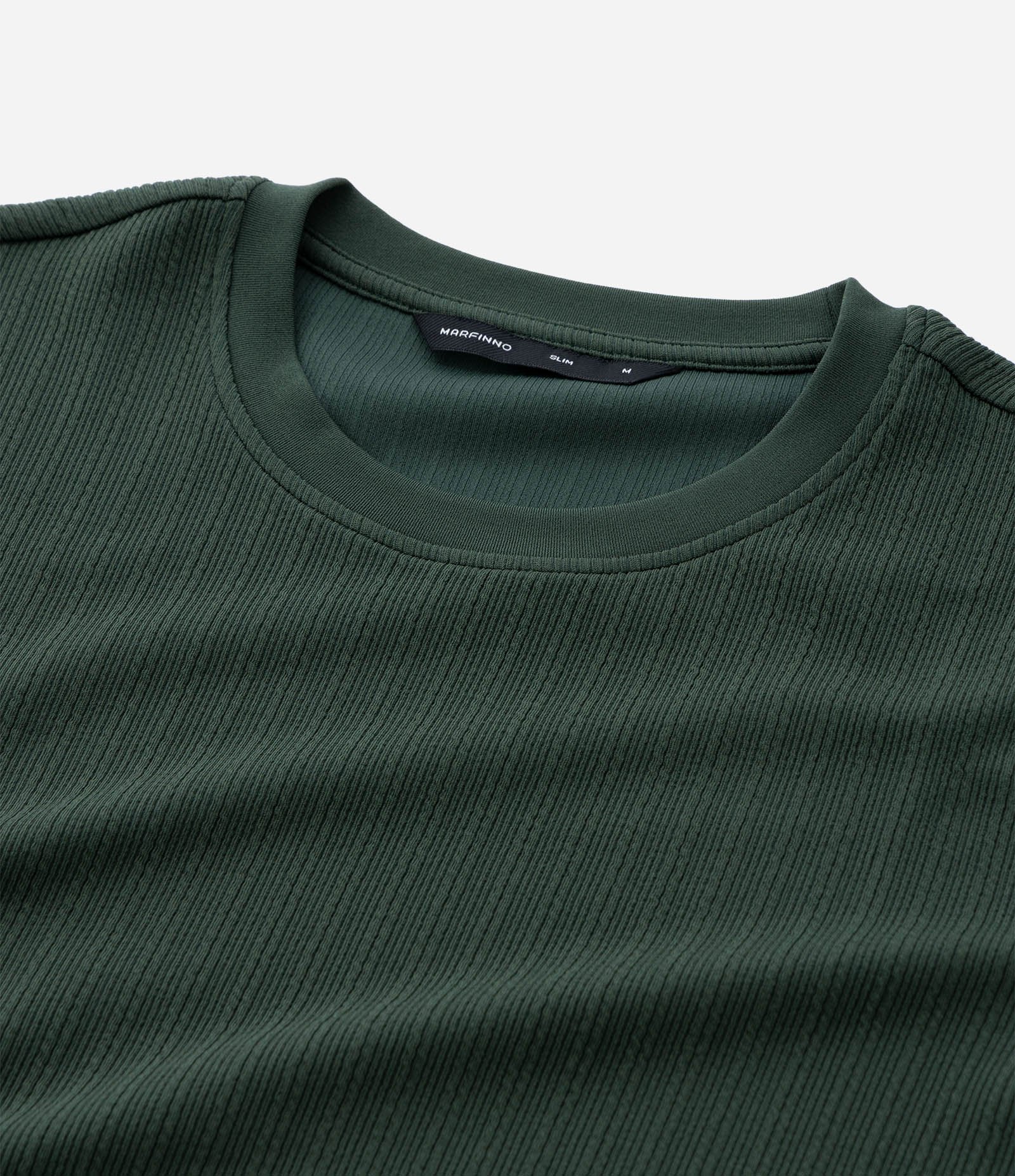 Camiseta Slim com Textura Vertical Verde 9
