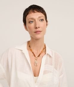 Colar Médio com Corrente de Miçangas e Pingentes Fundo do Mar