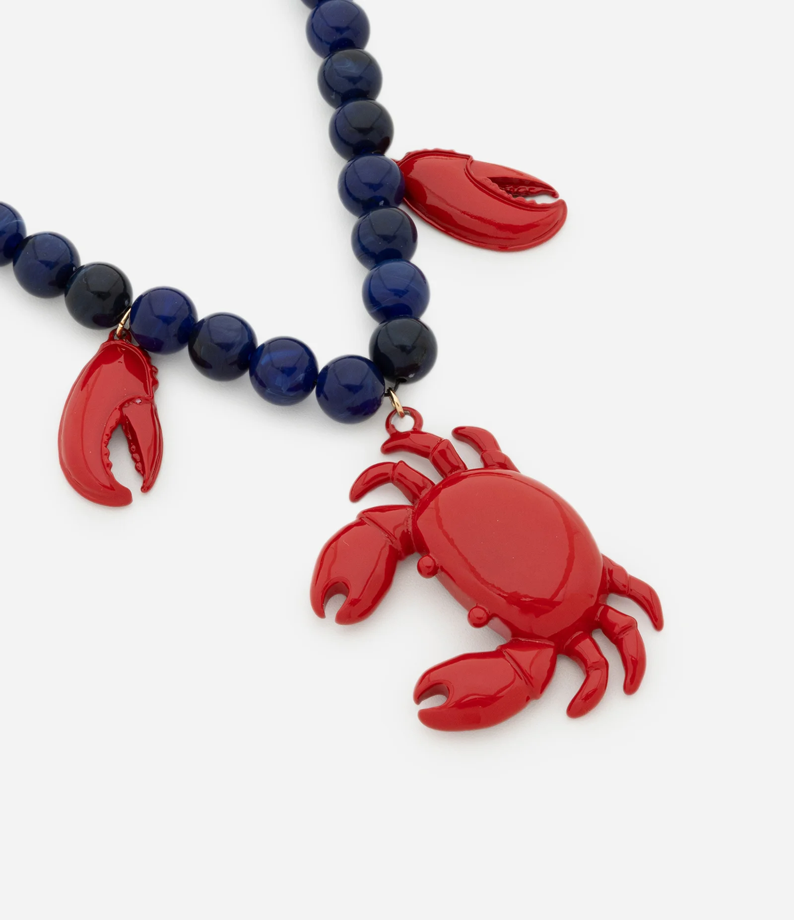 Maxi Colar com Esferas e Pingente de Caranguejo Bicolor Azul/Vermelho 1