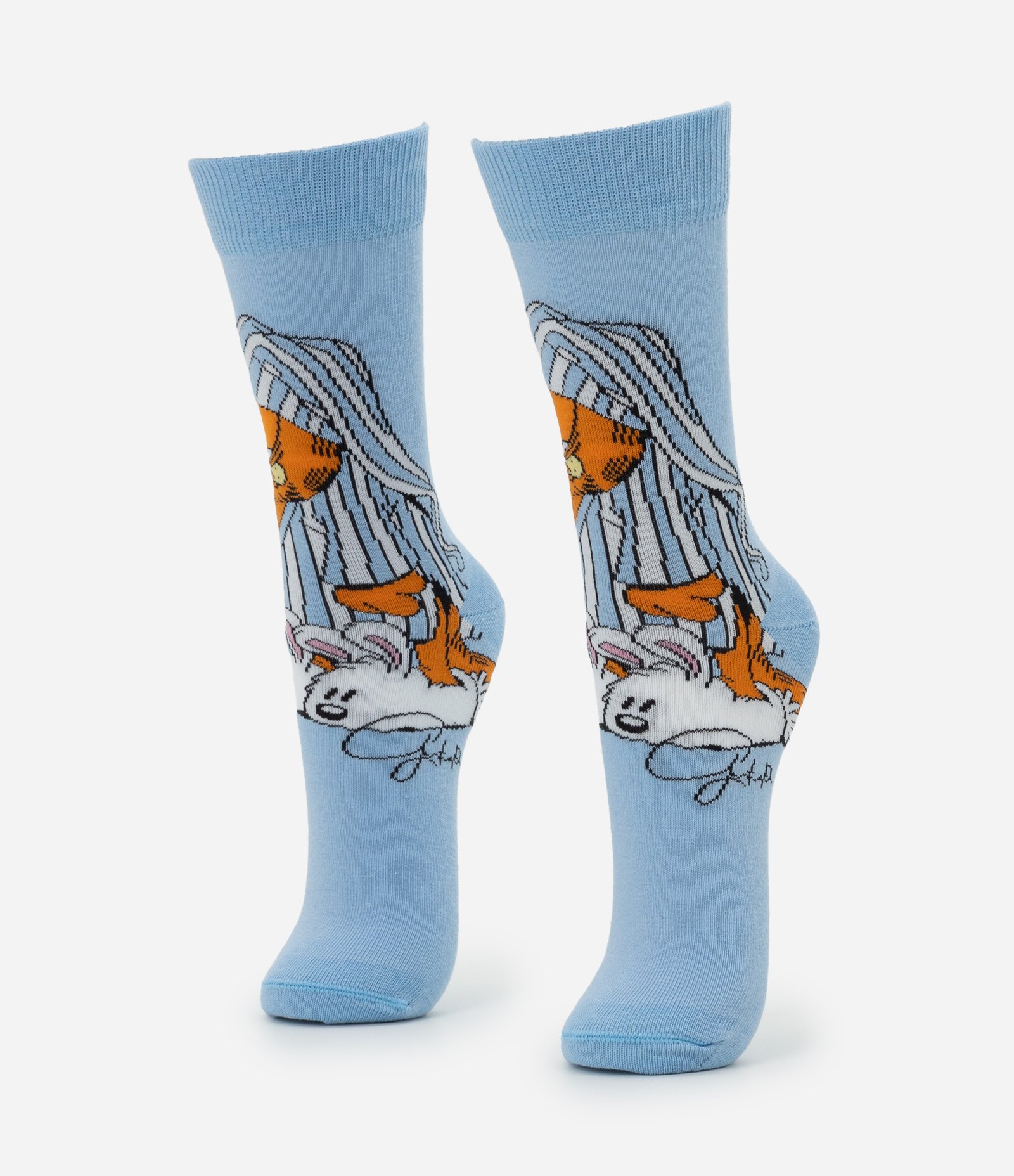 Meia Cano Alto em Algodão com Estampa Garfield de Pijama Azul 1