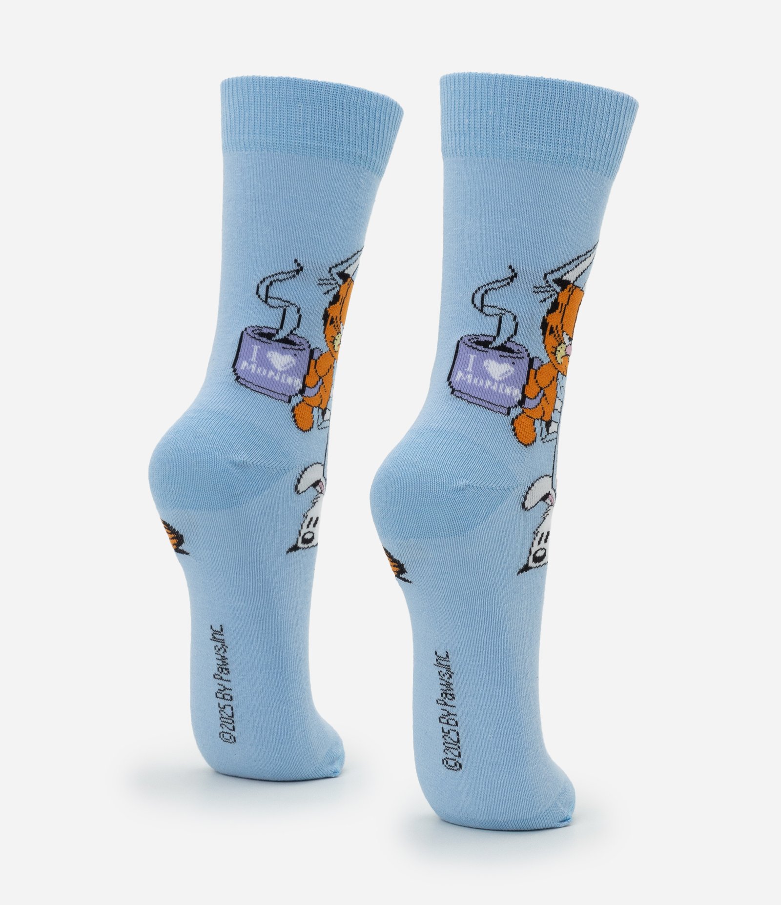 Meia Cano Alto em Algodão com Estampa Garfield de Pijama Azul 3