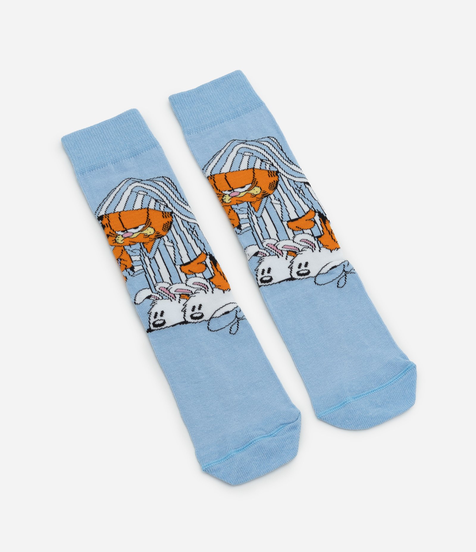Meia Cano Alto em Algodão com Estampa Garfield de Pijama Azul 4