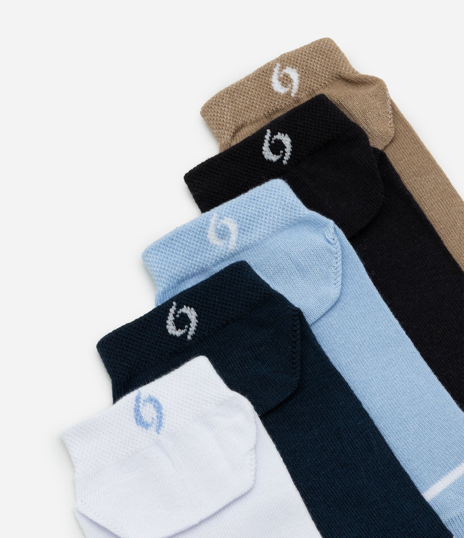 Kit 05 Meias Cano Baixo Esportivas em Algodão com Listra nos Dedos Multicores 4