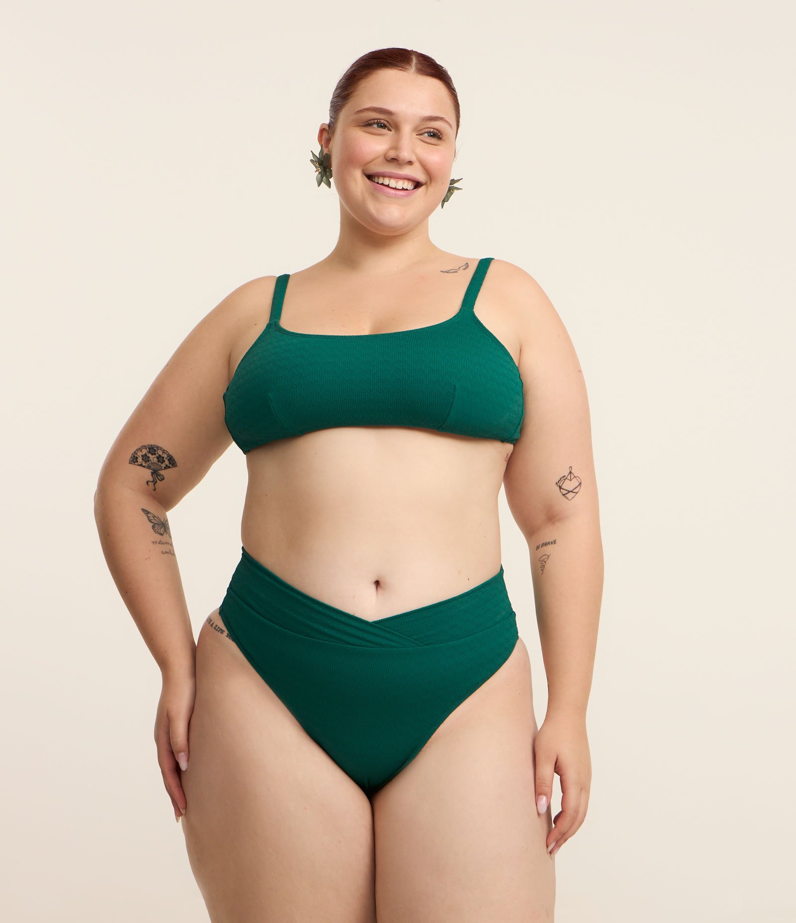 Biquíni Hot Pants em Microfibra com Cós Transpassado Verde 1