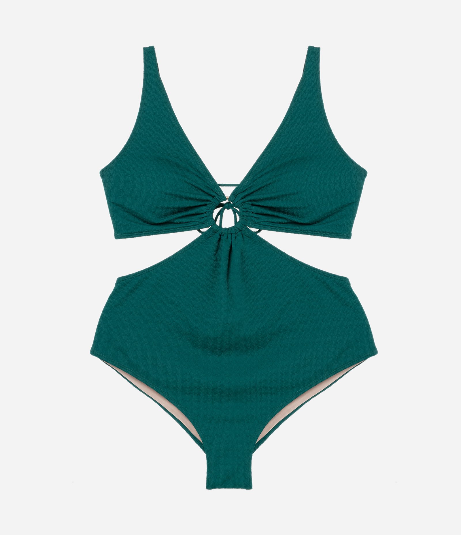 Maiô em Microfibra Texturizada com Argola Curve & Plus Size Verde 4