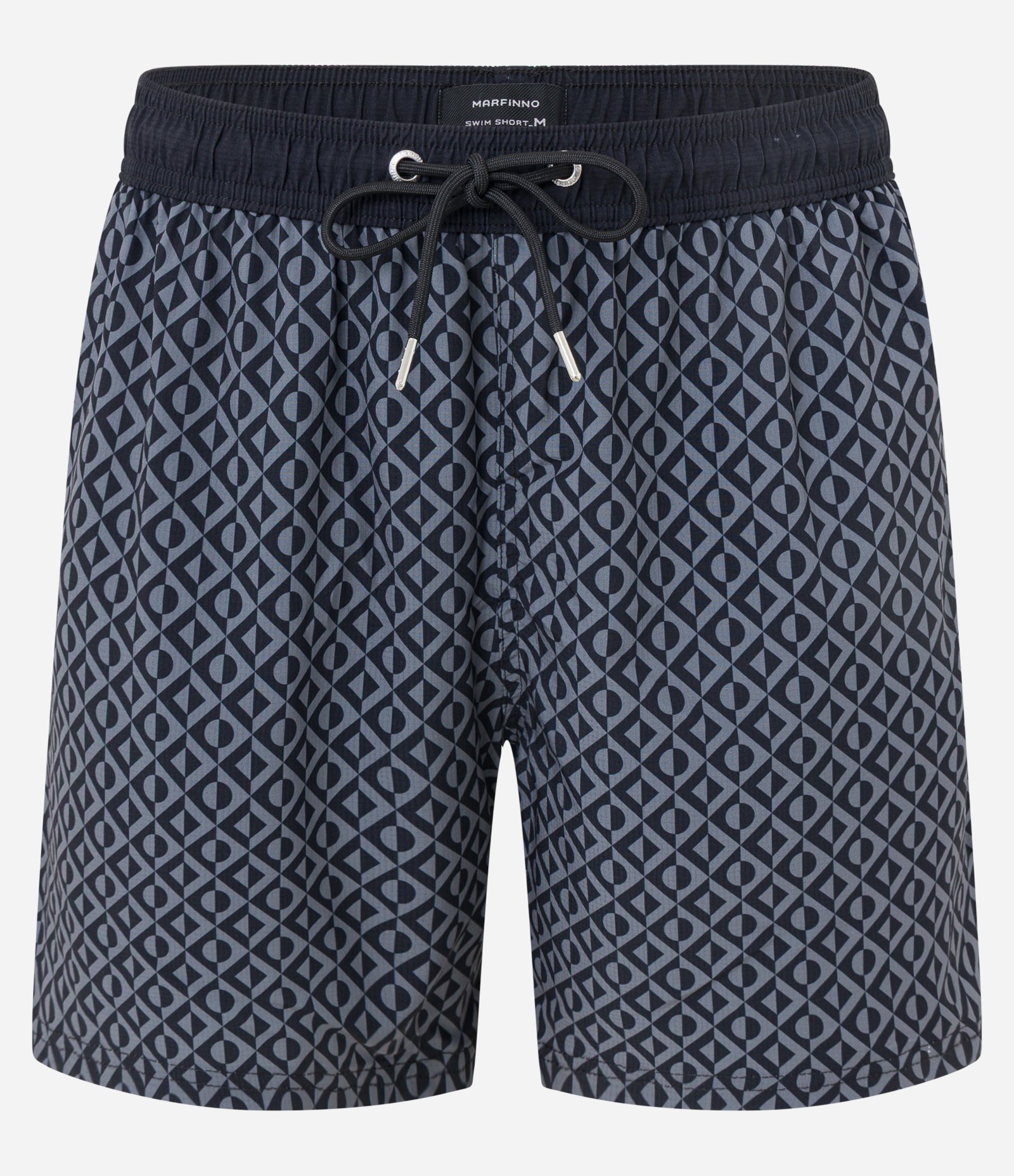 Bermuda de Banho em Microfibra com Estampa  Geométrica Preto 1