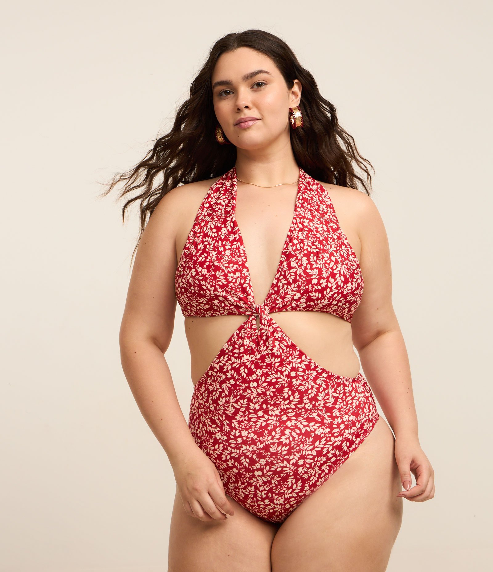 Maiô com Bojo Triângulo em Microfibra com Estampa Floral Liberty Curve & Plus Size Vermelho 2