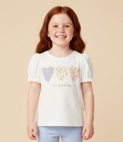 Blusa Infantil Texturizada com Manga Bufante - Tam 1 a 6 Anos