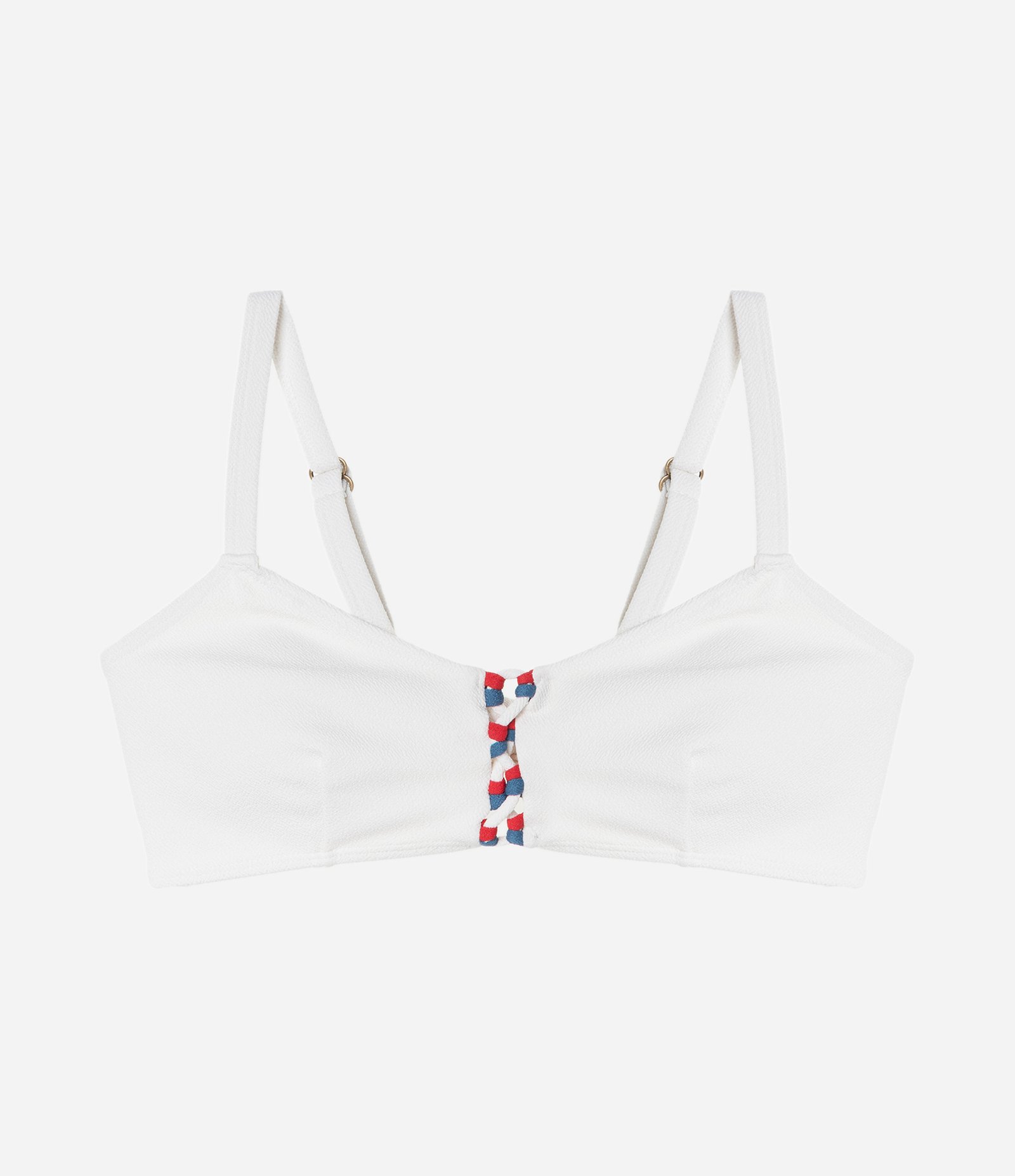 Biquíni Top Triangular em Microfibra Texturizada com  Detalhe Colorido Curve e Plus Size Branco 6