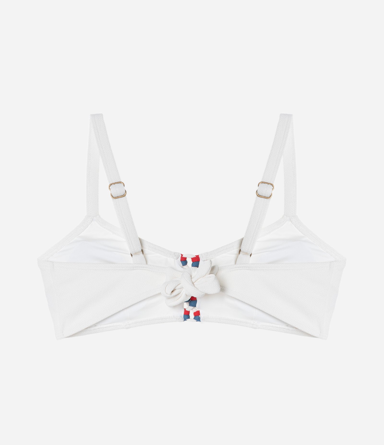 Biquíni Top Triangular em Microfibra Texturizada com  Detalhe Colorido Curve e Plus Size Branco 7