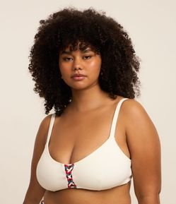 Biquíni Top Triangular em Microfibra Texturizada com  Detalhe Colorido Curve e Plus Size