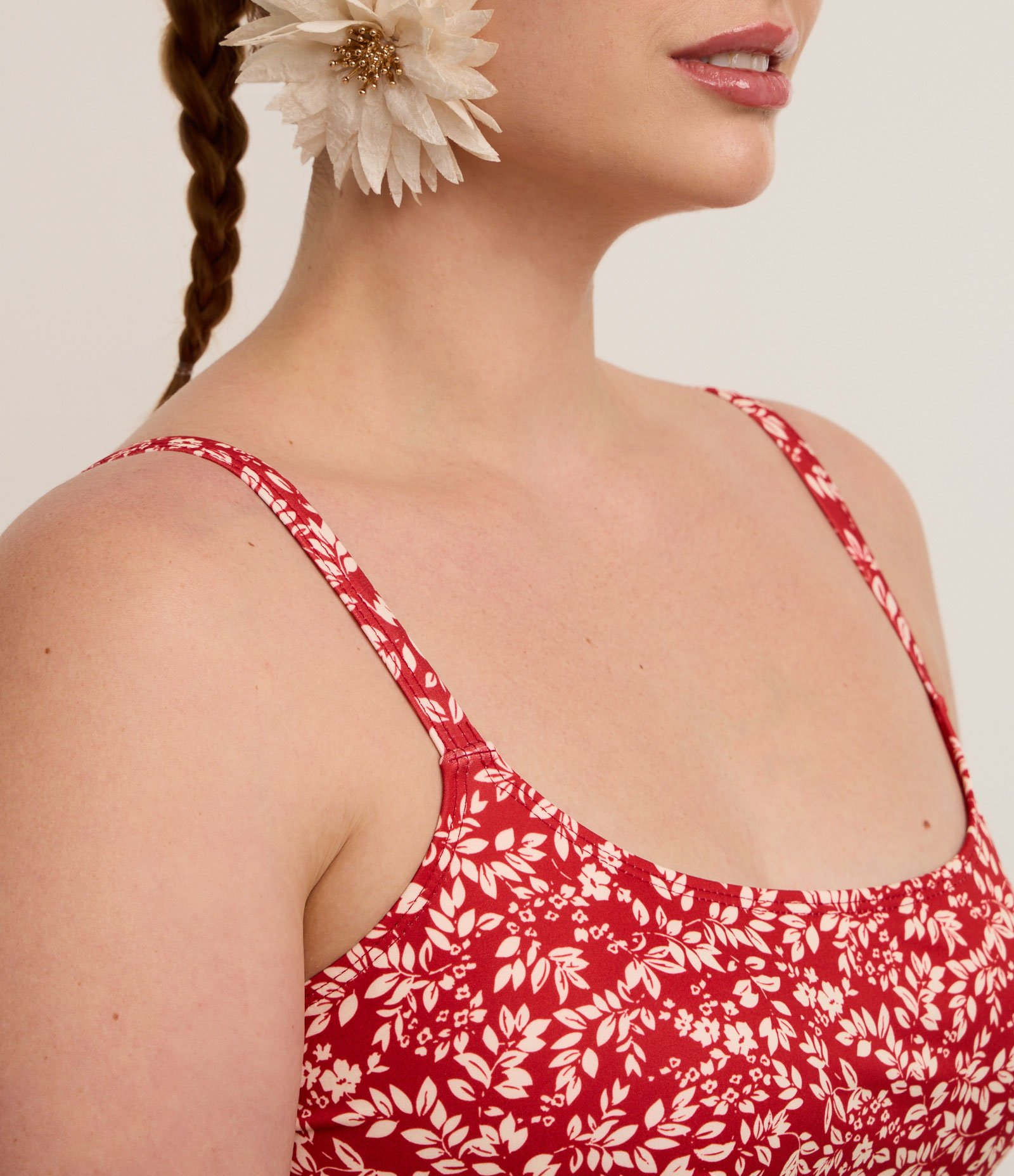 Biquíni Top Reto em Microfibra Floral Liberty Curve e Plus Size Vermelho 3