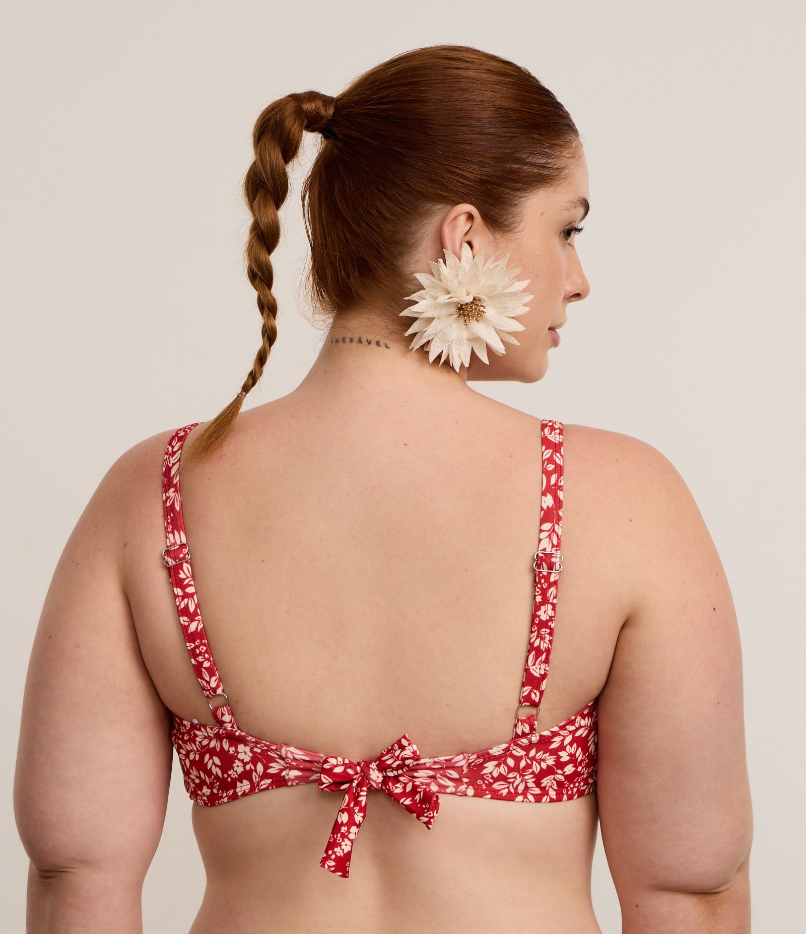 Biquíni Top Reto em Microfibra Floral Liberty Curve e Plus Size Vermelho 4
