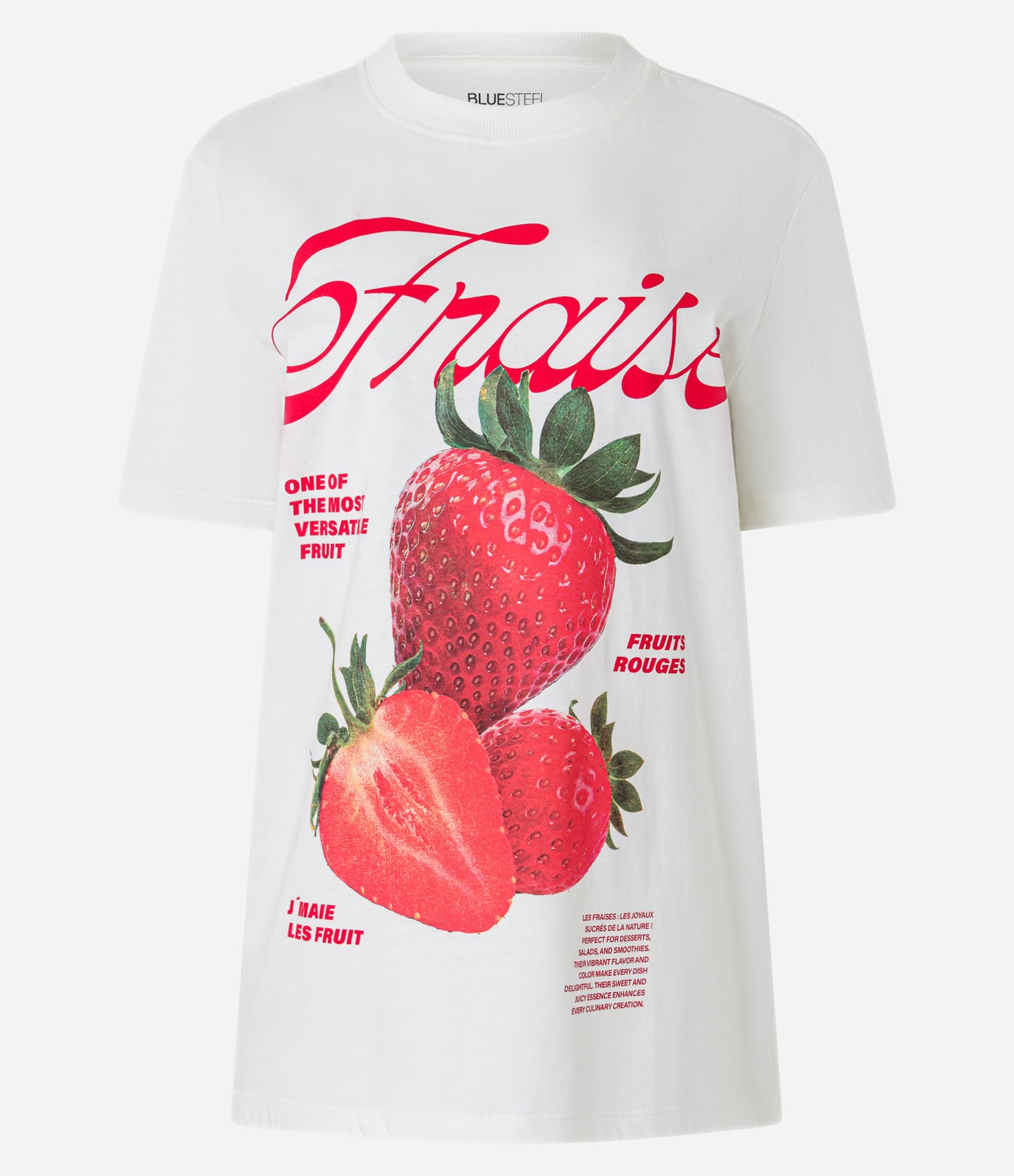 Camiseta Alongada em Algodão com Estampa Fraise Branco 5