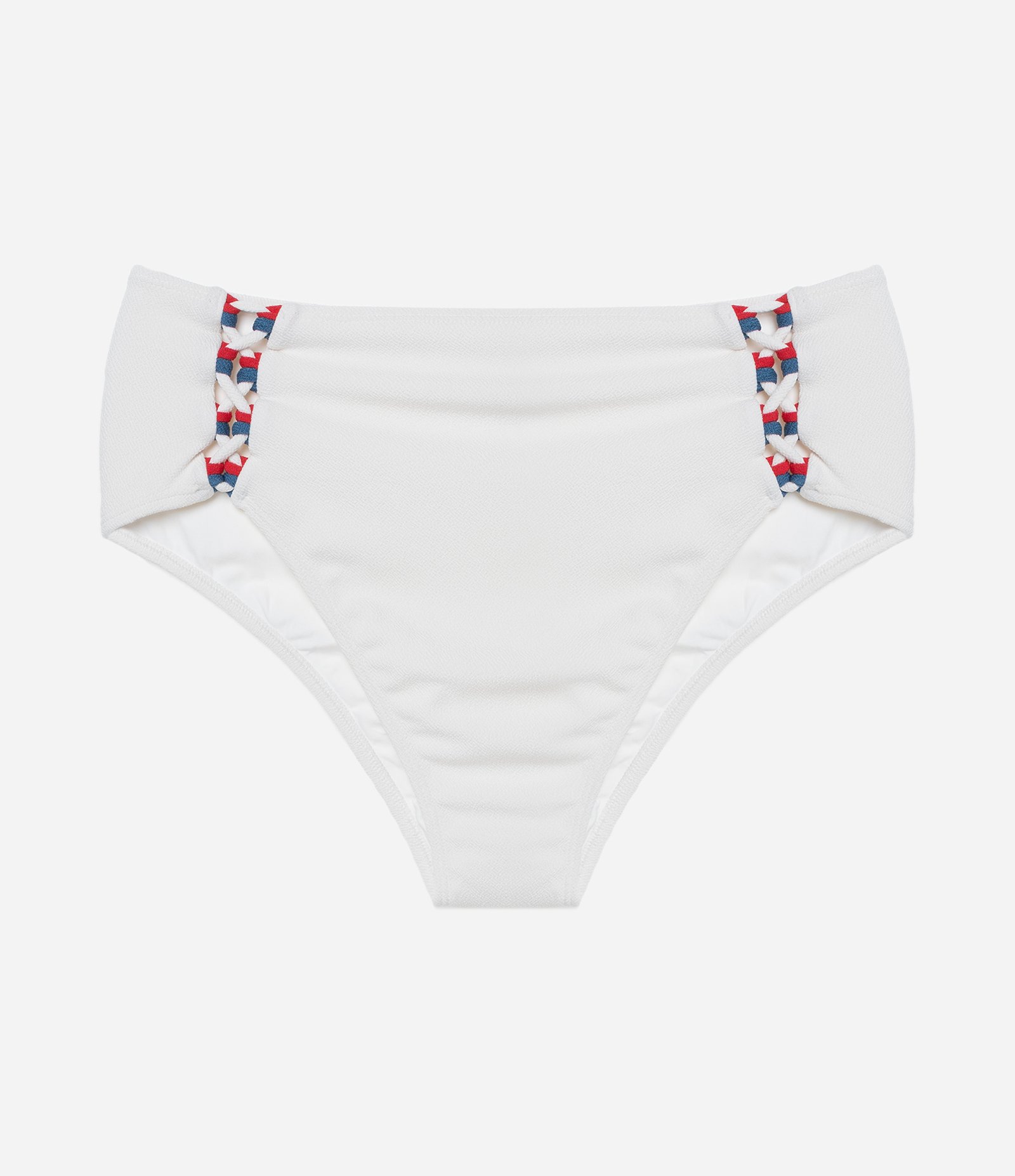 Biquíni Calcinha Hot Pants em Microfibra Texturizada com Detalhe Colorido Curve e Plus Size Branco 5