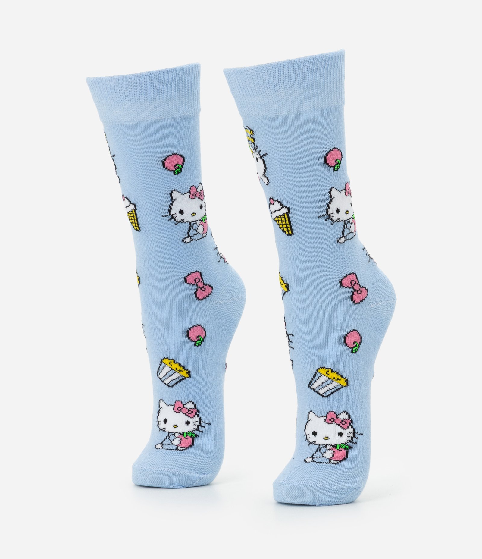 Meia Cano Alto em Algodão com Estampa Hello Kitty Azul 1