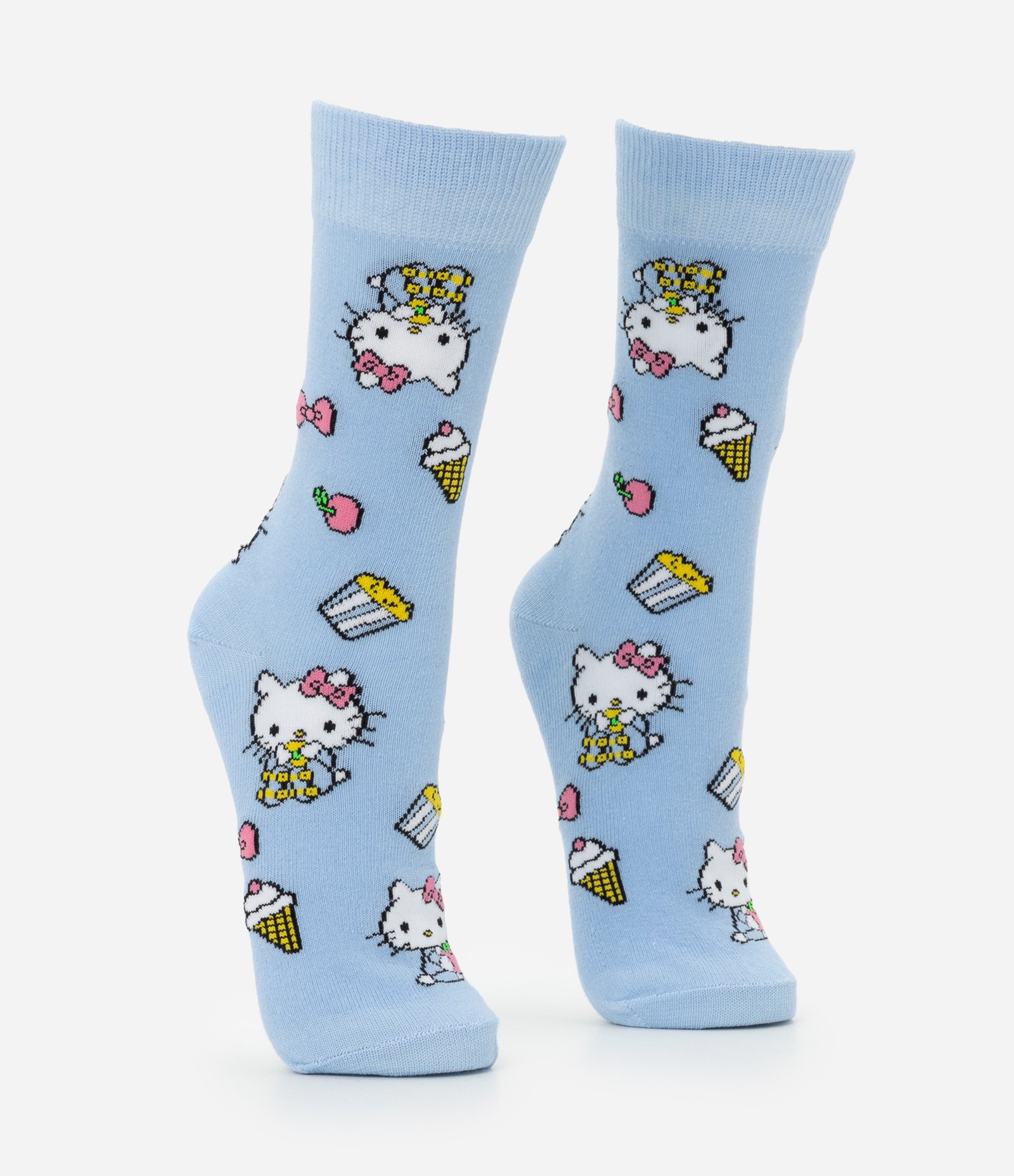 Meia Cano Alto em Algodão com Estampa Hello Kitty Azul 2