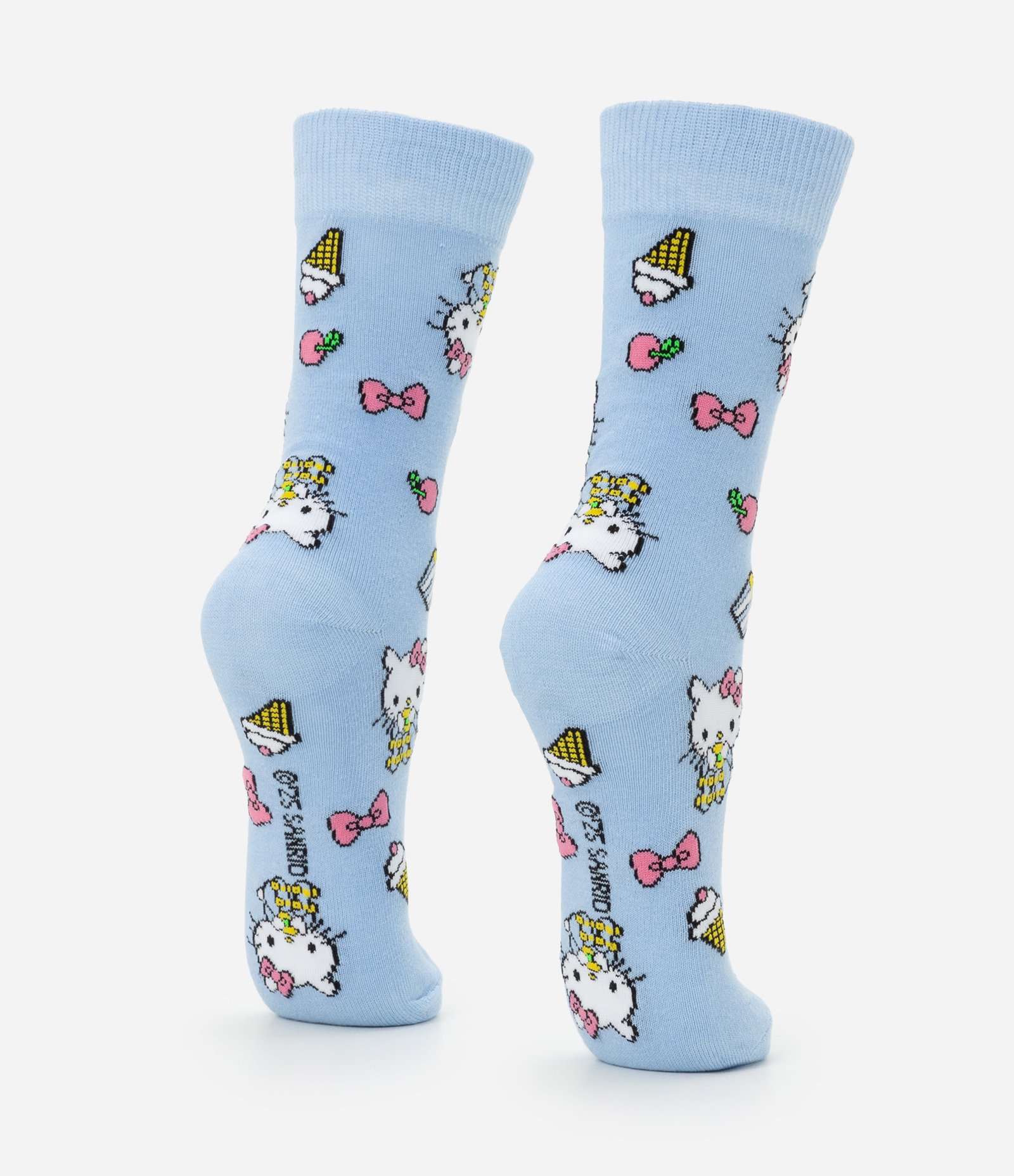 Meia Cano Alto em Algodão com Estampa Hello Kitty Azul 3