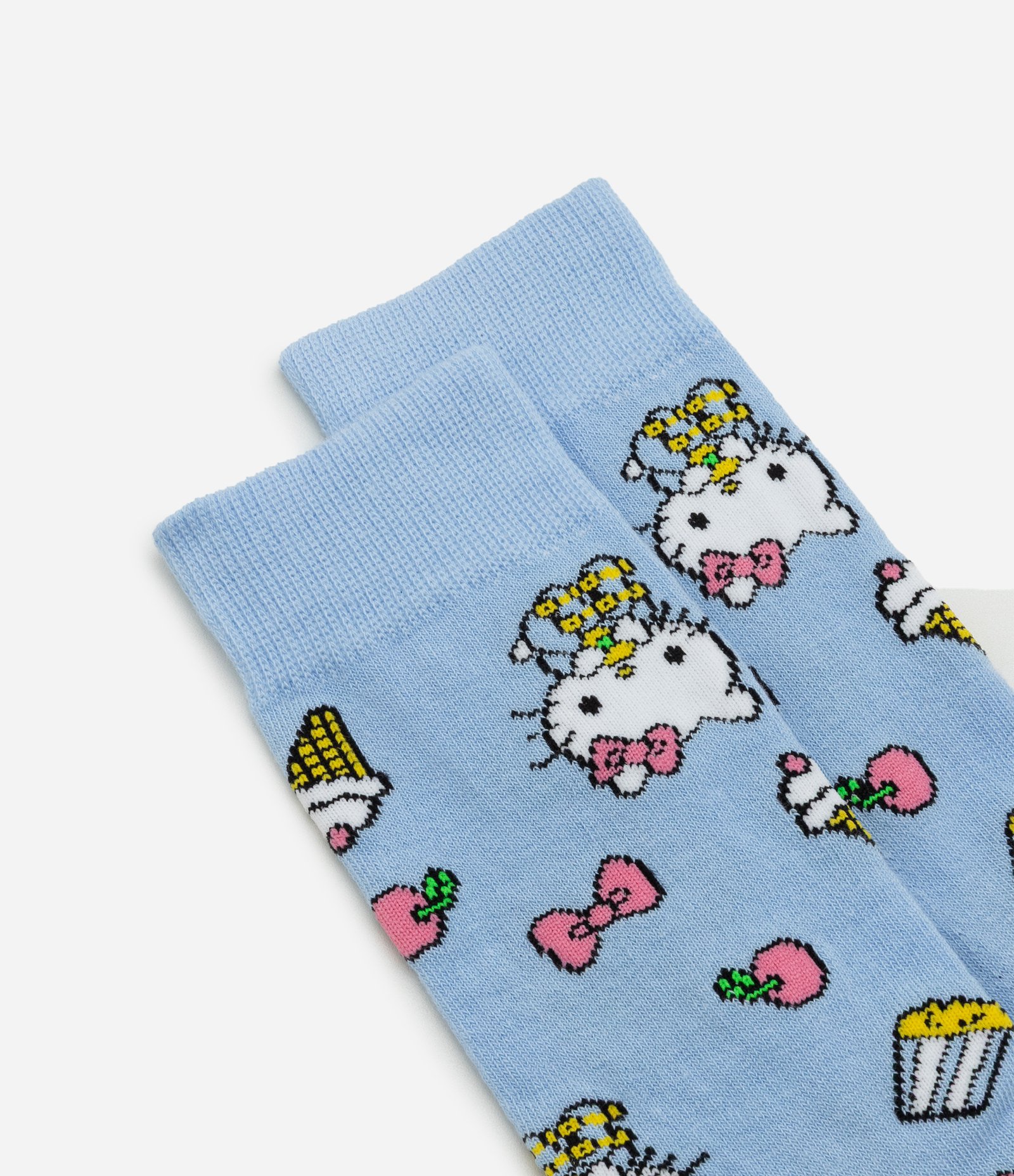 Meia Cano Alto em Algodão com Estampa Hello Kitty Azul 4