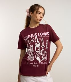 Camiseta Alongada em Algodão com Estampa Dinner Lover