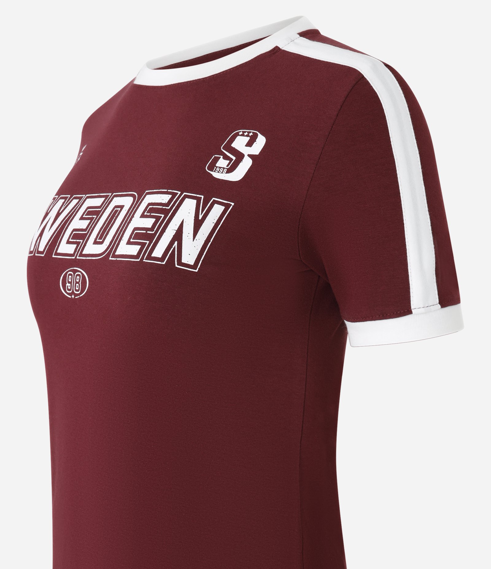 Blusa New T-shirt em Algodão com Lettering Sweden Bordô 6
