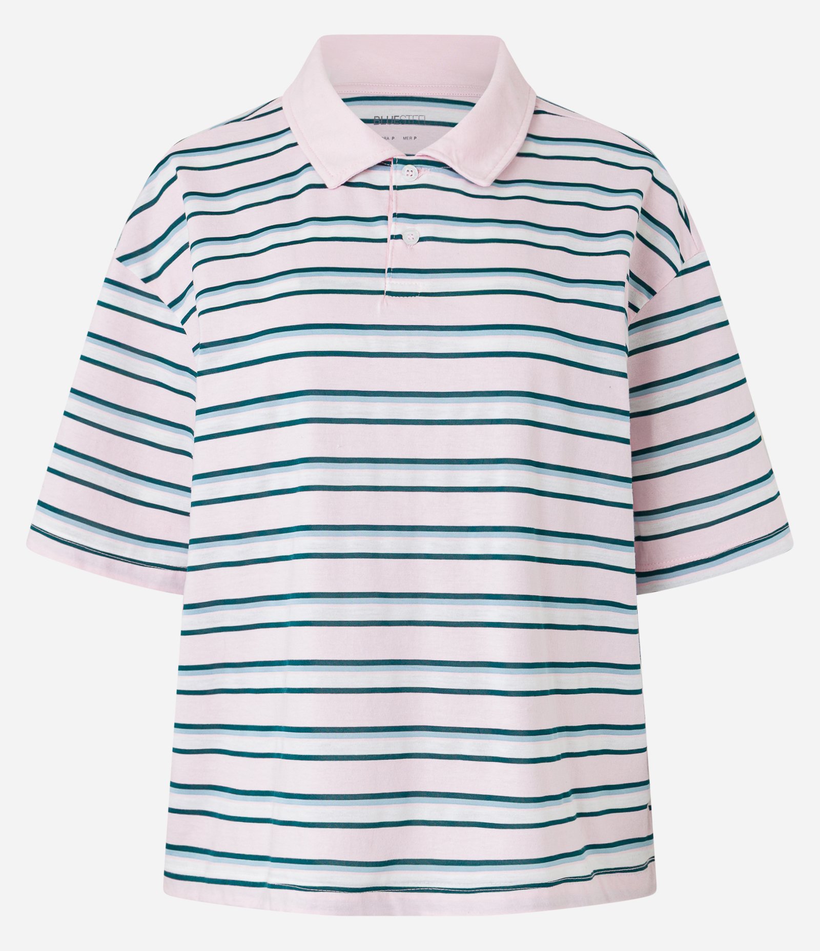 Camiseta em Malha com Gola Polo e Estampa de Listras Branco 5