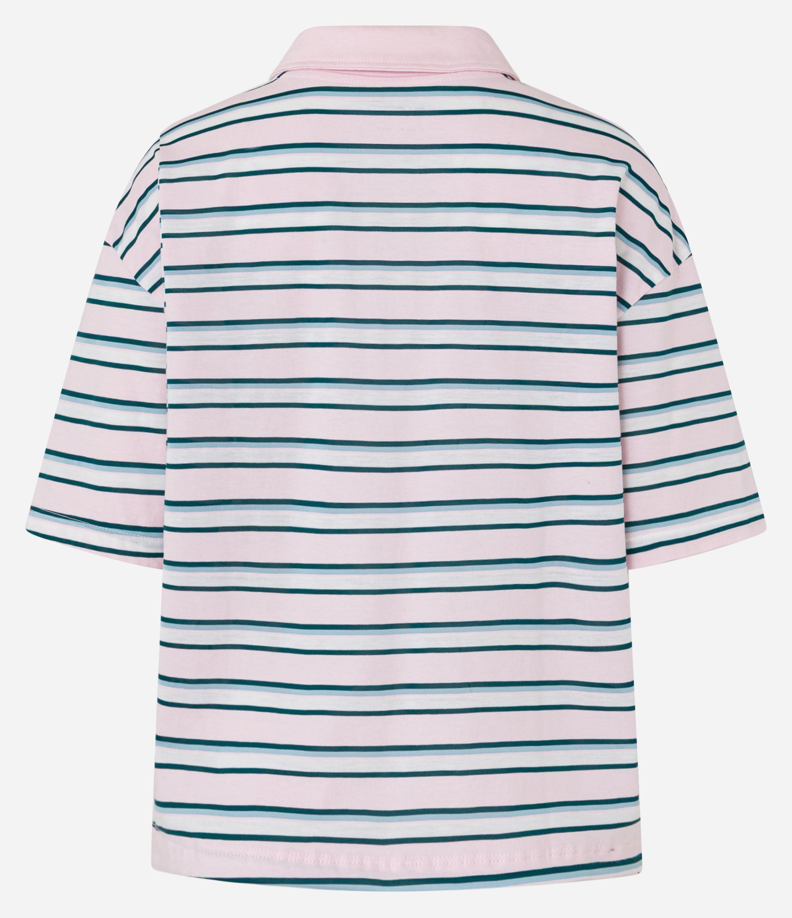 Camiseta em Malha com Gola Polo e Estampa de Listras Branco 6