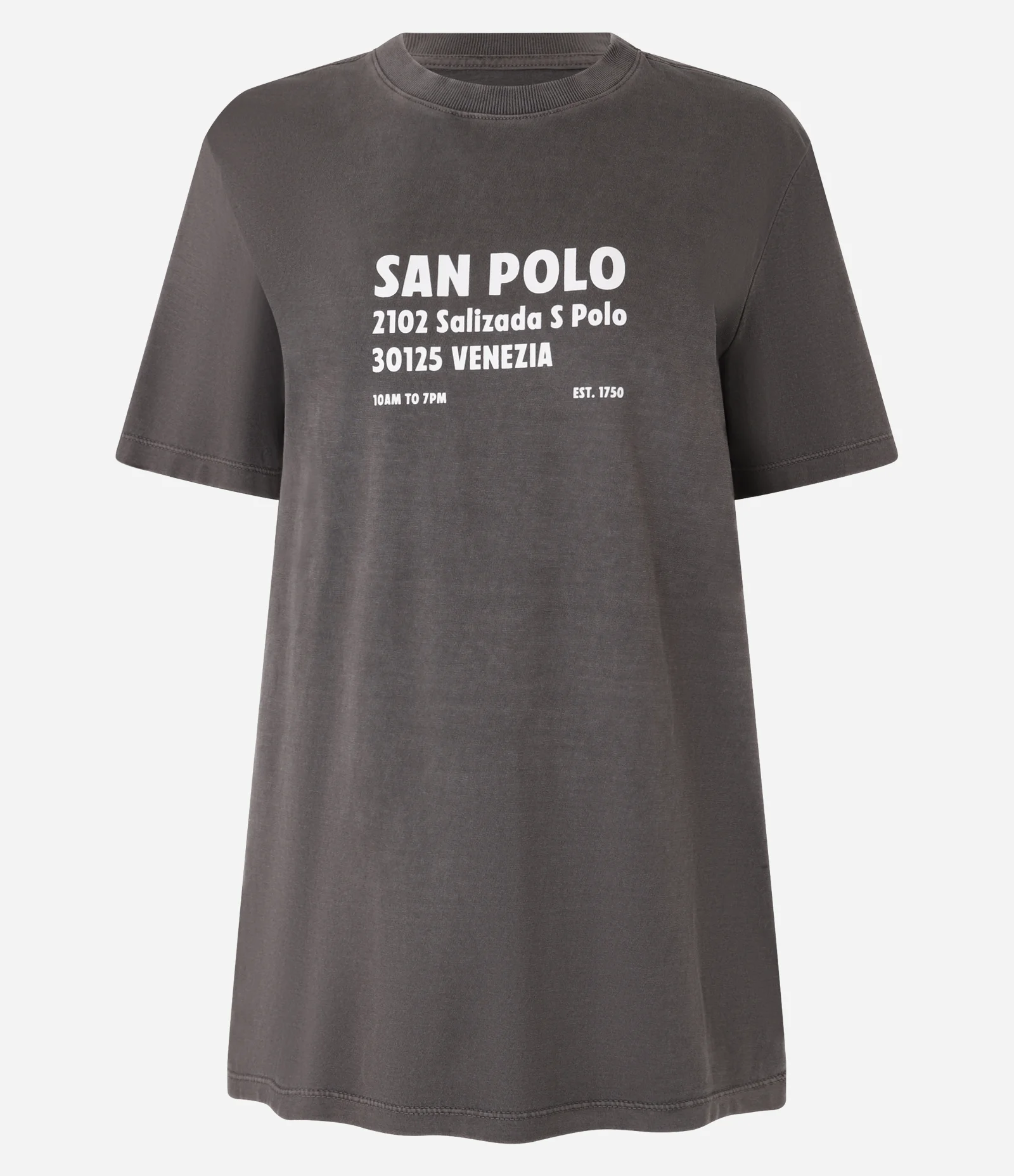 Camiseta Alongada em Algodão com Lettering San Polo Marrom 1