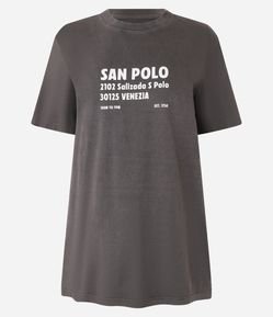 Camiseta Alongada em Algodão com Lettering San Polo