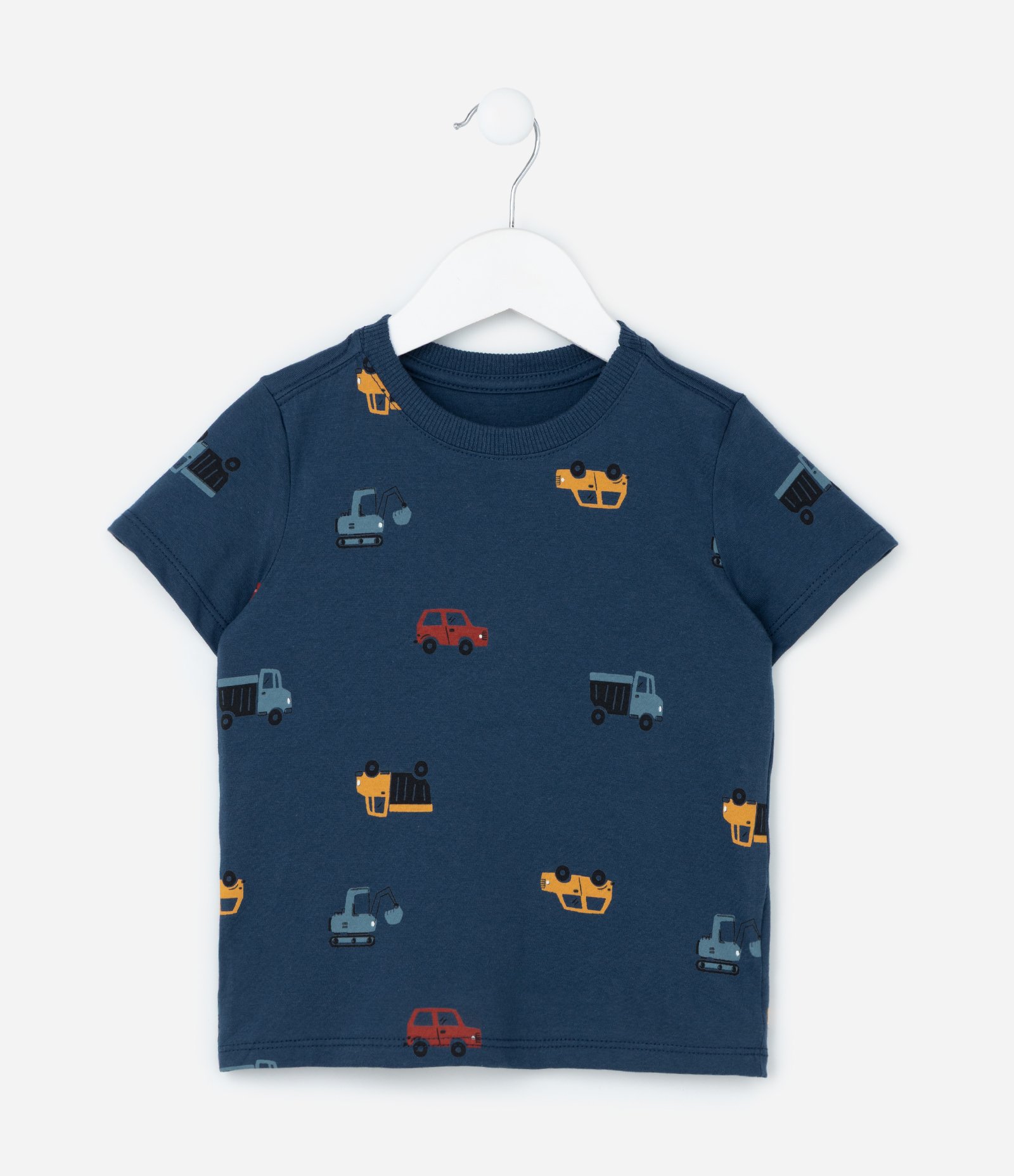 Camiseta Infantil com Estampa Carrinhos - Tam 1 a 6 Anos Azul 2