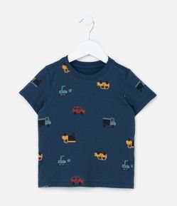 Camiseta Infantil com Estampa Carrinhos - Tam 1 a 6 Anos
